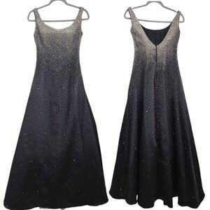 Vintage Victoria 50s 60s Style Black Ombre Beaded Princess Maxi Gown XS